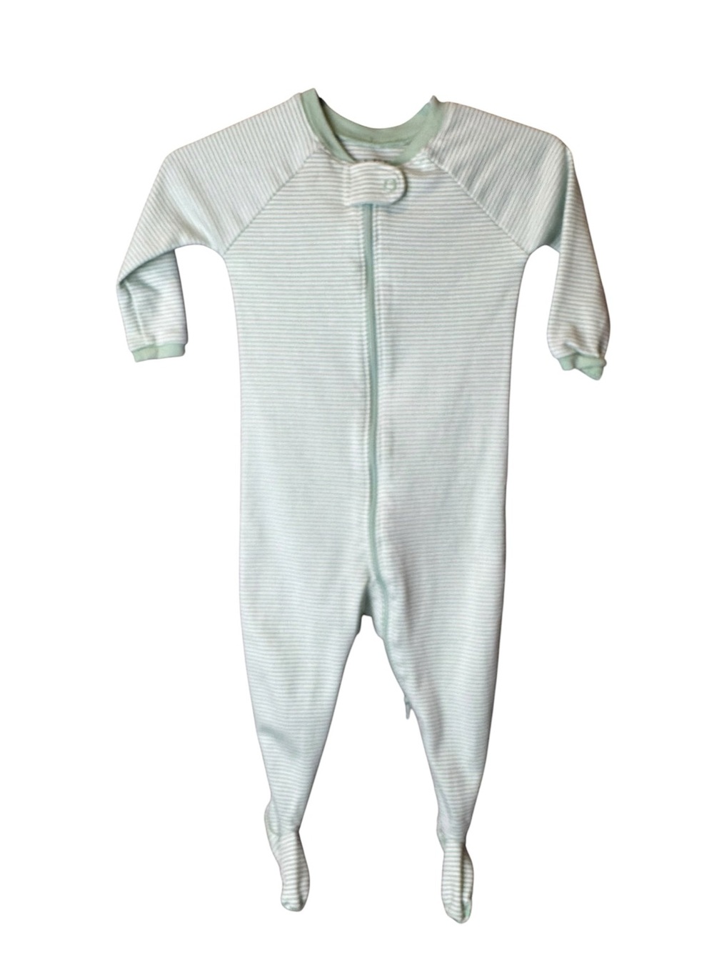 LAKE Pajamas Footie Green White Stripe 6-9M